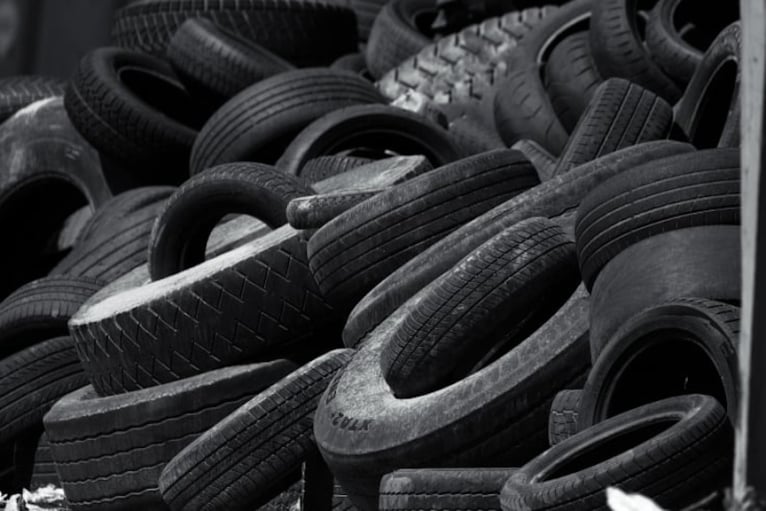 Image of tyres to be recycled.